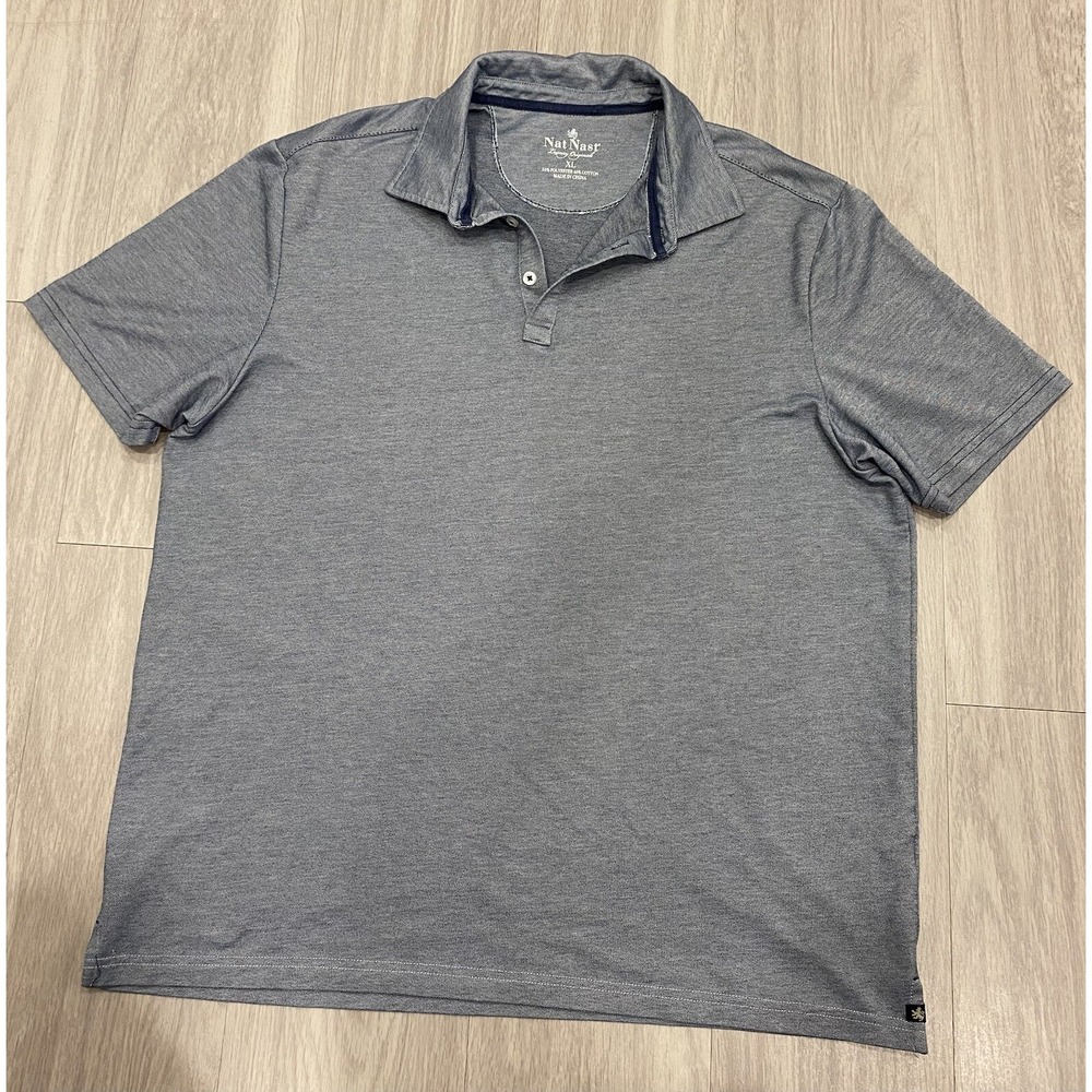Nat Nast Luxury Originals Polo Shirt Men's Size XL Short Sleeve Gray Blue